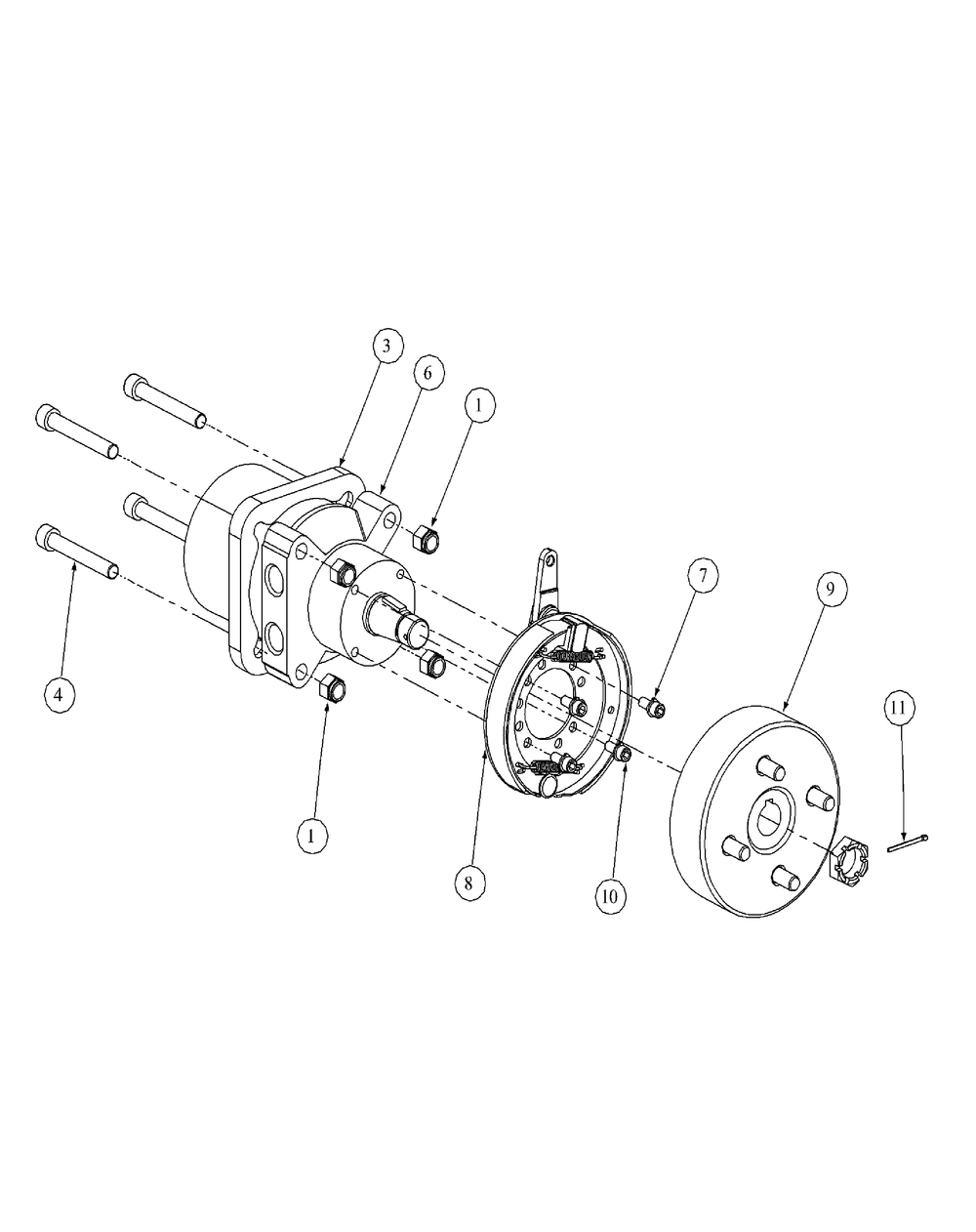 Brake Motor Mount And Hub Diagram and Parts List for M60-KW LC-53AB5GFX750-29HP Cub Cadet Lawn Tractor